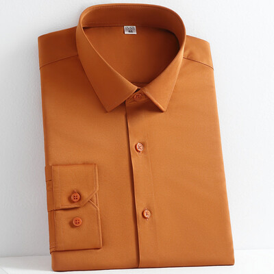 Vīriešu vienkrāsains krekls ar garām piedurknēm, pogāms, elpojošs, viegli izstiepts audums, bez grumbām.