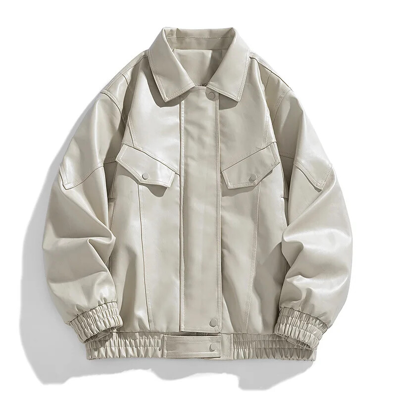 Ανδρικό μπουφάν μοτοσικλέτας χιπ χοπ αμερικανικού στυλ Loose-fit casual γνήσιο δέρμα Toptrendy ανοιξιάτικο φθινοπωρινό δερμάτινο παλτό