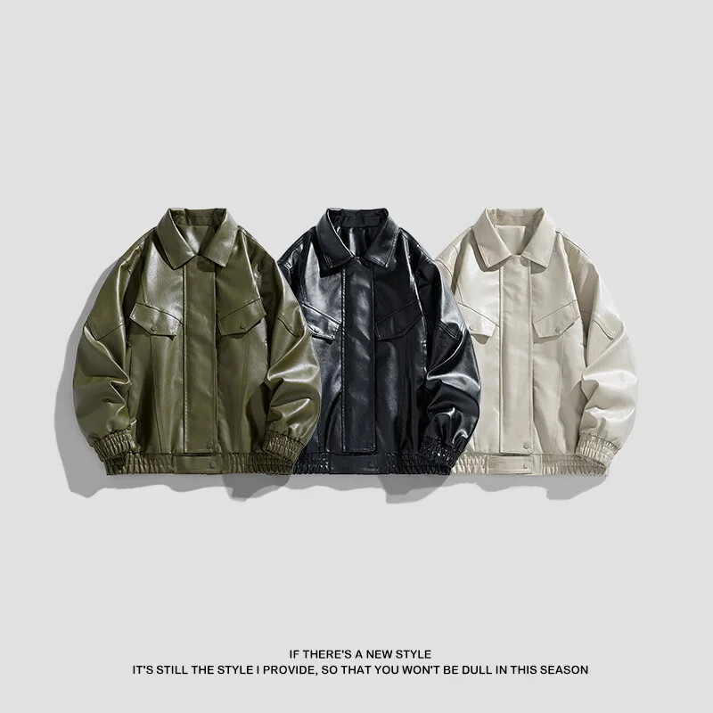 Ανδρικό μπουφάν μοτοσικλέτας χιπ χοπ αμερικανικού στυλ Loose-fit casual γνήσιο δέρμα Toptrendy ανοιξιάτικο φθινοπωρινό δερμάτινο παλτό