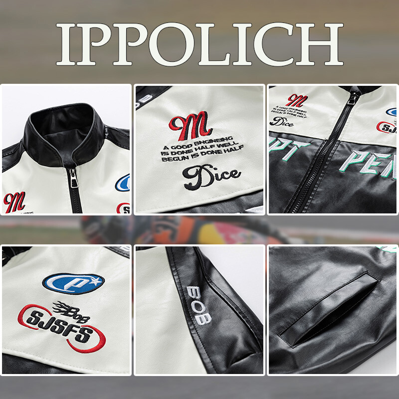 Férfi Őszi motoros dzseki Férfi divat Új motoros bőrkabát Férfi hímzés Bomber Coat Racing Pu Felöltő Márka Ruházat