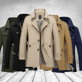 Μόδα Ανδρικά Μπουφάν Trench Μάρκα Casual Business Trench Coat Ανδρικό παλτό Leisure Ανδρικό μονό στήθος Windbreakers Plus Size