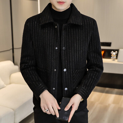 2022 Φθινοπωρινό χειμωνιάτικο ριγέ ανδρικό μπουφάν Casual Business μαλλί Συνδυασμοί καμπαρντίνες Fashion Social Πανωφόρι Slim Windbreaker