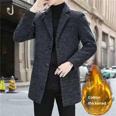 Μεσαίου μήκους ανδρική καμπαρντίνα νεανικού κορεατικού στυλ Αδυνατιστικό μπλουζάκι για άνδρες Μοντέρνο βρετανικό μπουφάν που λειαίνει τη σιλουέτα σας