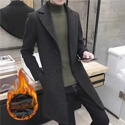 Μεσαίου μήκους ανδρική καμπαρντίνα νεανικού κορεατικού στυλ Αδυνατιστικό μπλουζάκι για άνδρες Μοντέρνο βρετανικό μπουφάν που λειαίνει τη σιλουέτα σας