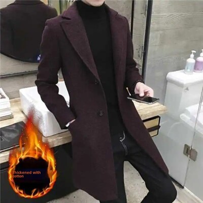 Μεσαίου μήκους ανδρική καμπαρντίνα νεανικού κορεατικού στυλ Αδυνατιστικό μπλουζάκι για άνδρες Μοντέρνο βρετανικό μπουφάν που λειαίνει τη σιλουέτα σας