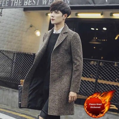 Μεσαίου μήκους ανδρική καμπαρντίνα νεανικού κορεατικού στυλ Αδυνατιστικό μπλουζάκι για άνδρες Μοντέρνο βρετανικό μπουφάν που λειαίνει τη σιλουέτα σας