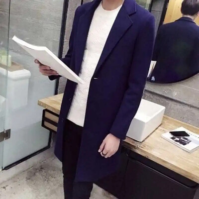 Μεσαίου μήκους ανδρική καμπαρντίνα νεανικού κορεατικού στυλ Αδυνατιστικό μπλουζάκι για άνδρες Μοντέρνο βρετανικό μπουφάν που λειαίνει τη σιλουέτα σας