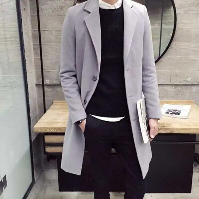 Μεσαίου μήκους ανδρική καμπαρντίνα νεανικού κορεατικού στυλ Αδυνατιστικό μπλουζάκι για άνδρες Μοντέρνο βρετανικό μπουφάν που λειαίνει τη σιλουέτα σας