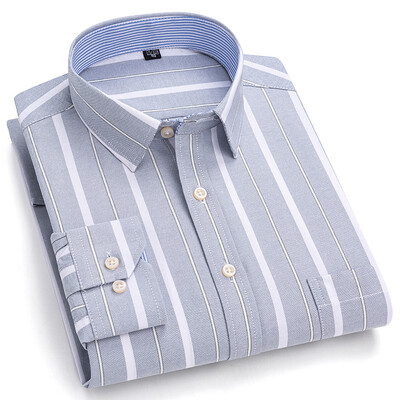 2024-es új minőségi férfi közösségi ing, hosszú ujjú 100% tiszta pamut oxfordi puha kockás formális férfi ruhák, nagyméretű ing S-7XL