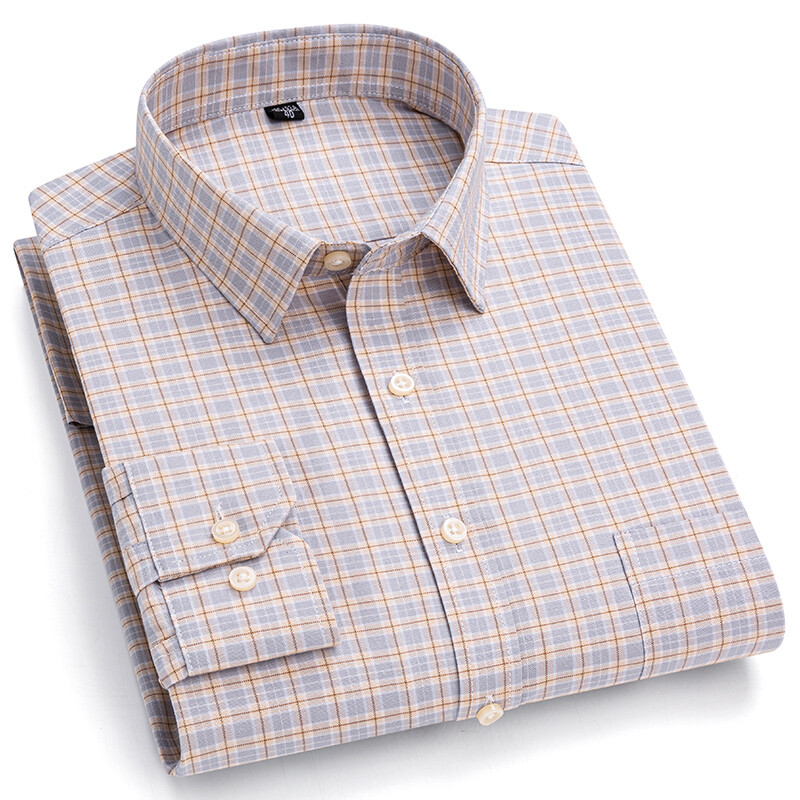 2024-es új minőségi férfi közösségi ing, hosszú ujjú 100% tiszta pamut oxfordi puha kockás formális férfi ruhák, nagyméretű ing S-7XL