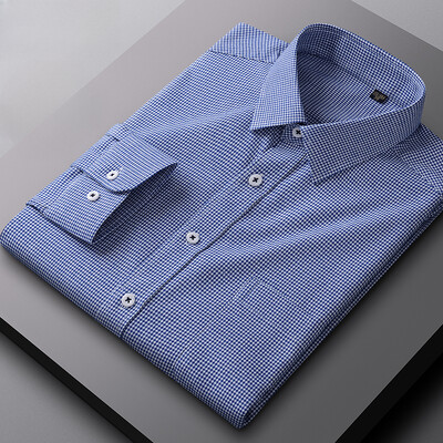 Νέα σε πουκάμισο 100% βαμβακερό τρίψιμο ανδρικά μακρυμάνικα πουκάμισα κυνηγόσπιτο Smart casual μονή τσέπη μαλακό μπλουζάκι υψηλής ποιότητας ρούχα