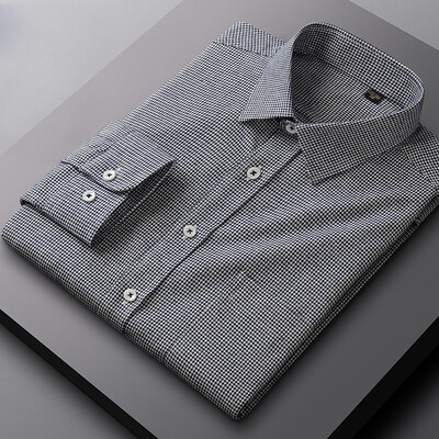 Νέα σε πουκάμισο 100% βαμβακερό τρίψιμο ανδρικά μακρυμάνικα πουκάμισα κυνηγόσπιτο Smart casual μονή τσέπη μαλακό μπλουζάκι υψηλής ποιότητας ρούχα