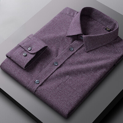 Νέα σε πουκάμισο 100% βαμβακερό τρίψιμο ανδρικά μακρυμάνικα πουκάμισα κυνηγόσπιτο Smart casual μονή τσέπη μαλακό μπλουζάκι υψηλής ποιότητας ρούχα