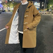 Palton lung de iarnă pentru bărbați cu nasturi de corn Duffle Lână caldă Jachete pentru bărbați Palton lung de iarnă original pentru bărbați Top 2024 Coreeană Comentarii Haine