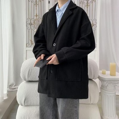 Palton lung de iarnă pentru bărbați cu nasturi de corn Duffle Lână caldă Jachete pentru bărbați Palton lung de iarnă original pentru bărbați Top 2024 Coreeană Comentarii Haine