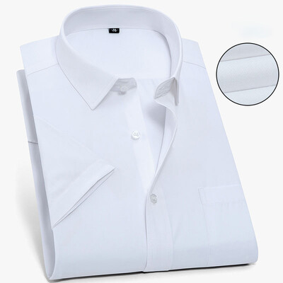 Férfi üzleti alkalmi rövid ujjú ing klasszikus kockás csíkos kockás férfi közösségi ingek Lila kék 5XL plusz nagy méretű