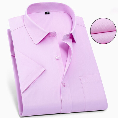 Férfi üzleti alkalmi rövid ujjú ing klasszikus kockás csíkos kockás férfi közösségi ingek Lila kék 5XL plusz nagy méretű