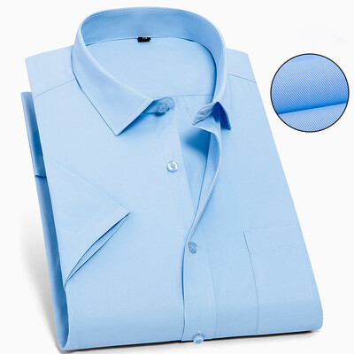 Férfi üzleti alkalmi rövid ujjú ing klasszikus kockás csíkos kockás férfi közösségi ingek Lila kék 5XL plusz nagy méretű