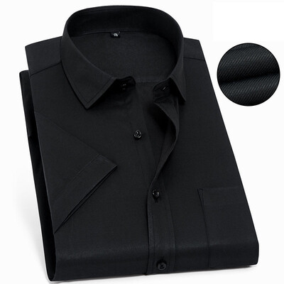 Férfi üzleti alkalmi rövid ujjú ing klasszikus kockás csíkos kockás férfi közösségi ingek Lila kék 5XL plusz nagy méretű