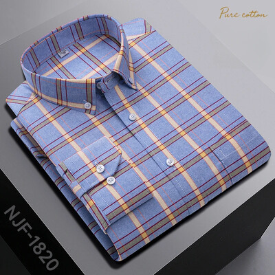 Νέο σε πουκάμισο μακρυμάνικο 100% βαμβακερό πουκάμισο για άντρες slim fit επίσημο απλό πουκάμισο καρό casual τοπ επώνυμα μαύρα ρούχα