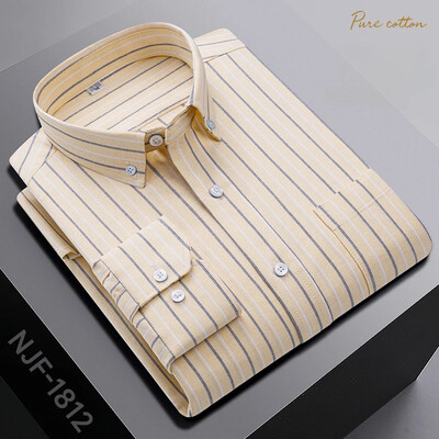 Νέο σε πουκάμισο μακρυμάνικο 100% βαμβακερό πουκάμισο για άντρες slim fit επίσημο απλό πουκάμισο καρό casual τοπ επώνυμα μαύρα ρούχα