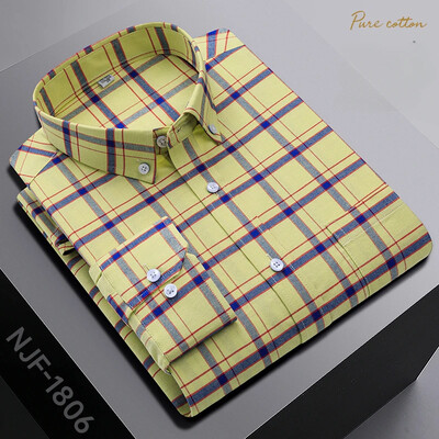 Νέο σε πουκάμισο μακρυμάνικο 100% βαμβακερό πουκάμισο για άντρες slim fit επίσημο απλό πουκάμισο καρό casual τοπ επώνυμα μαύρα ρούχα