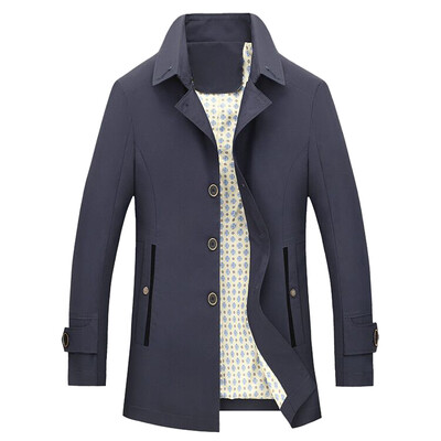 Új, robbanékony egyéniség divatos egyszínű minta lezser, középhosszú stílusú, kabát kabát hajtóka Jóképű férfi ruházat