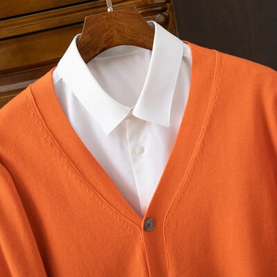 Ανδρικό πουλόβερ BROWON Business Casual Ζακέτα με λαιμόκοψη V μονόχρωμο Ανδρικό πουλόβερ Κορεατική μόδα Ανδρικά ρούχα