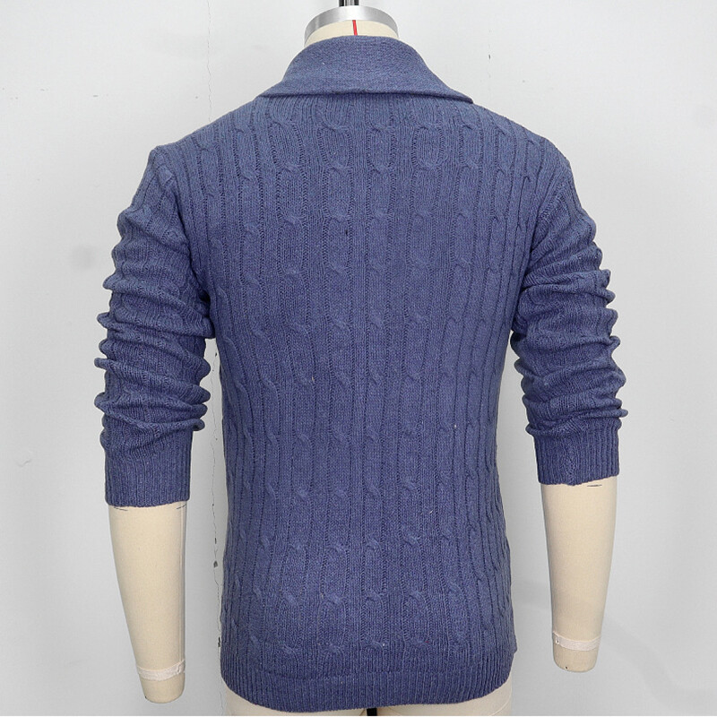 Φθινοπωρινό χειμερινό νέο ανδρικό πουλόβερ με μακρυμάνικο πλεκτό μπουφάν Ευρωπαϊκό και αμερικανικό μπλε ζακέτα πουλόβερ