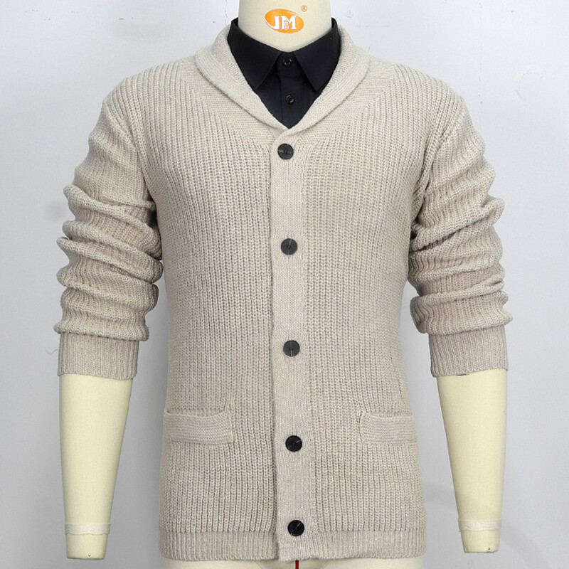 Őszi tél új férfi pulóver egyszínű alkalmi galléros vastag kötött ing hosszú ujjú kardigán pulóver kabát ruházat