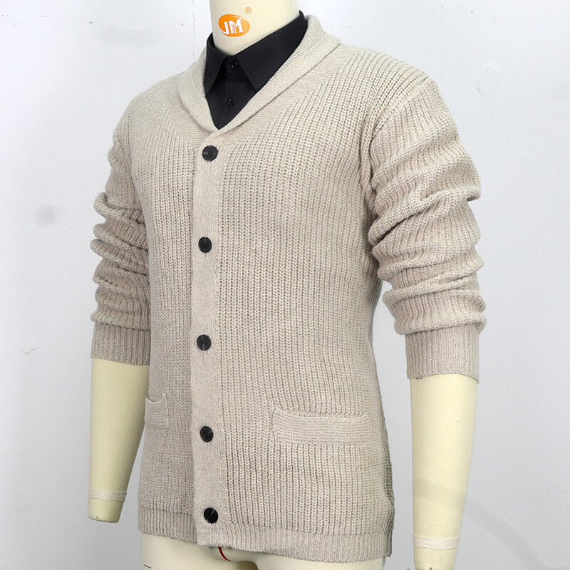 Őszi tél új férfi pulóver egyszínű alkalmi galléros vastag kötött ing hosszú ujjú kardigán pulóver kabát ruházat