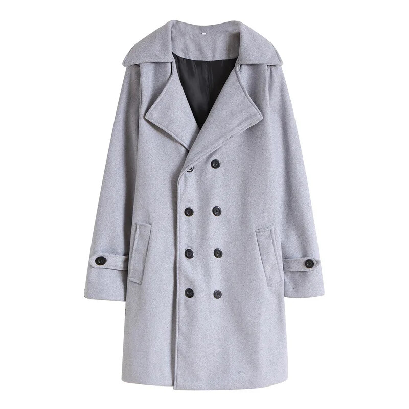 2023 Νέα ανδρική νάιλον καμπαρντίνα με διπλό στήθος, μεσαίου μήκους, μοντέρνα λεπτή εφαρμογή casual μάλλινο παλτό, ανδρικό