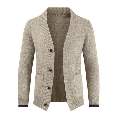 Ανδρική πλεκτή ζακέτα φθινοπωρινό χειμωνιάτικο πουλόβερ παλτό συμπαγές πολυτελές φλις με κουμπιά ανδρικά πλεκτά μπουφάν Ανδρικά ρούχα
