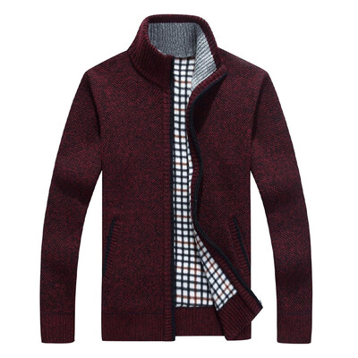 Férfi kockás kardigán V-nyakú polár pulóver Férfi őszi ruházat Klasszikus kardigán kabát gomb Férfi kötő felsőruházat