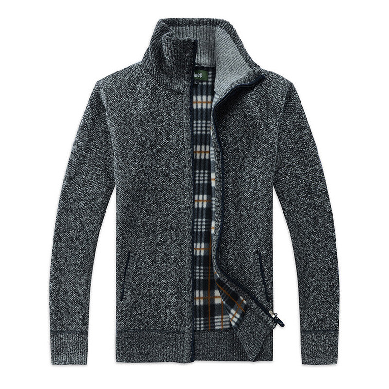 Férfi kockás kardigán V-nyakú polár pulóver Férfi őszi ruházat Klasszikus kardigán kabát gomb Férfi kötő felsőruházat