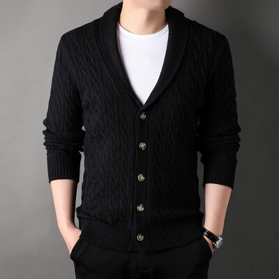 Νέο Ανδρικό Πλεκτό Μόδα Πράσινη Μόδα Μακρυμάνικη Ζακέτα Vintage Twisted Ανδρικό Πουλόβερ Ζακέτα Casual home style