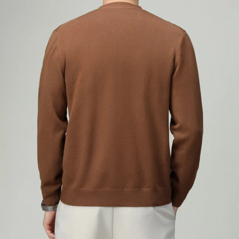 V-nyakú, egyszínű férfi kardigán – üzleti alkalmi, rugalmas kötött pulóver tavaszra és őszre, kiváló minőségű férfiruházat