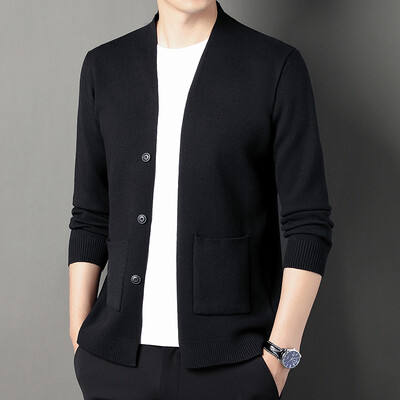 Cardigan tricotat pentru bărbați de înaltă calitate, fără nasturi, ocazional, costume confortabile și versatile, haine pentru bărbați, haine, jachetă