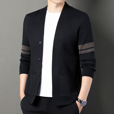 Cardigan tricotat pentru bărbați de înaltă calitate, fără nasturi, ocazional, costume confortabile și versatile, haine pentru bărbați, haine, jachetă