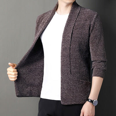Cardigan tricotat pentru bărbați de înaltă calitate, fără nasturi, ocazional, costume confortabile și versatile, haine pentru bărbați, haine, jachetă
