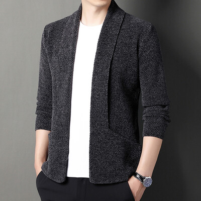 Cardigan tricotat pentru bărbați de înaltă calitate, fără nasturi, ocazional, costume confortabile și versatile, haine pentru bărbați, haine, jachetă