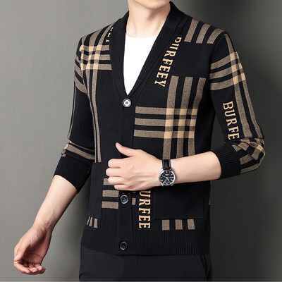 Cardigan tricotat pentru bărbați de înaltă calitate, fără nasturi, ocazional, costume confortabile și versatile, haine pentru bărbați, haine, jachetă