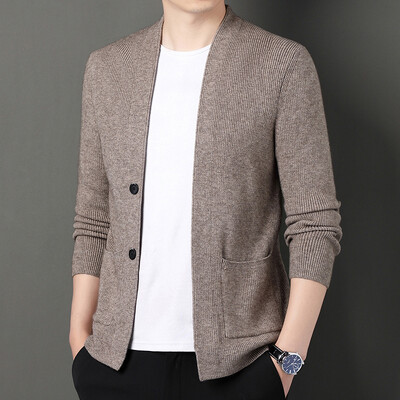 Cardigan tricotat pentru bărbați de înaltă calitate, fără nasturi, ocazional, costume confortabile și versatile, haine pentru bărbați, haine, jachetă