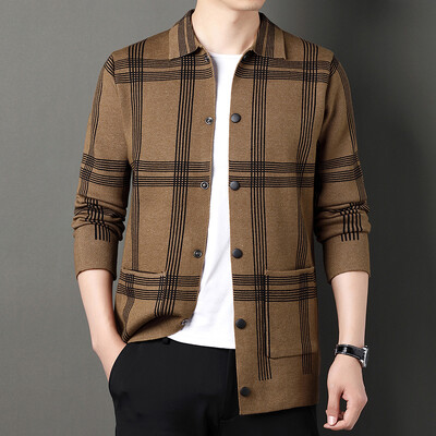 Cardigan tricotat pentru bărbați de înaltă calitate, fără nasturi, ocazional, costume confortabile și versatile, haine pentru bărbați, haine, jachetă