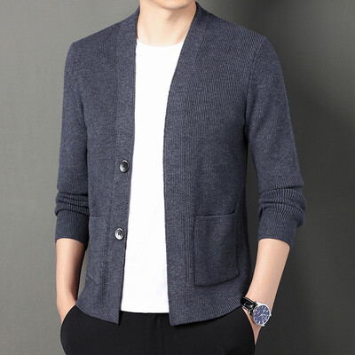 Cardigan tricotat pentru bărbați de înaltă calitate, fără nasturi, ocazional, costume confortabile și versatile, haine pentru bărbați, haine, jachetă