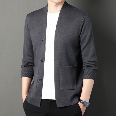 Cardigan tricotat pentru bărbați de înaltă calitate, fără nasturi, ocazional, costume confortabile și versatile, haine pentru bărbați, haine, jachetă