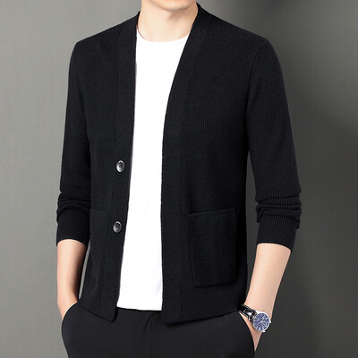 Cardigan tricotat pentru bărbați de înaltă calitate, fără nasturi, ocazional, costume confortabile și versatile, haine pentru bărbați, haine, jachetă