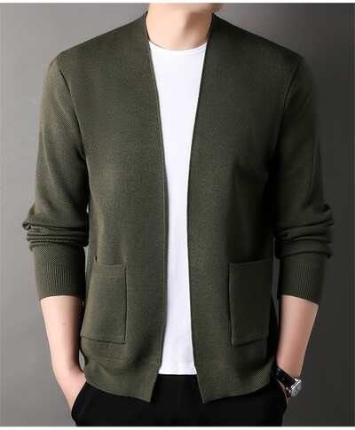 Cardigan tricotat pentru bărbați de înaltă calitate, fără nasturi, ocazional, costume confortabile și versatile, haine pentru bărbați, haine, jachetă