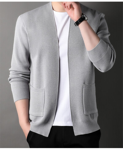 Cardigan tricotat pentru bărbați de înaltă calitate, fără nasturi, ocazional, costume confortabile și versatile, haine pentru bărbați, haine, jachetă