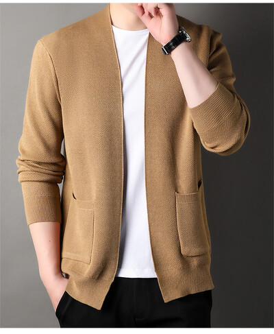 Cardigan tricotat pentru bărbați de înaltă calitate, fără nasturi, ocazional, costume confortabile și versatile, haine pentru bărbați, haine, jachetă